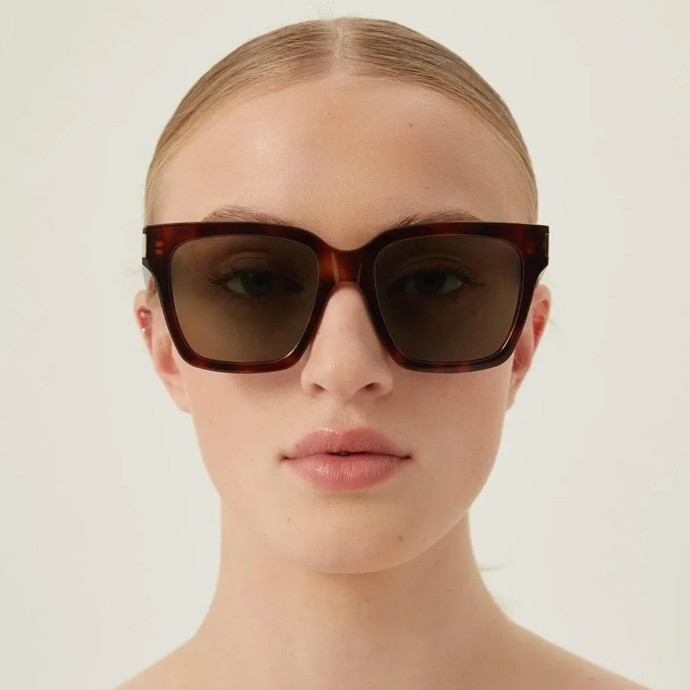 NEW Saint Laurent SL507 003 Havana Green Square Unisex Sunglasses